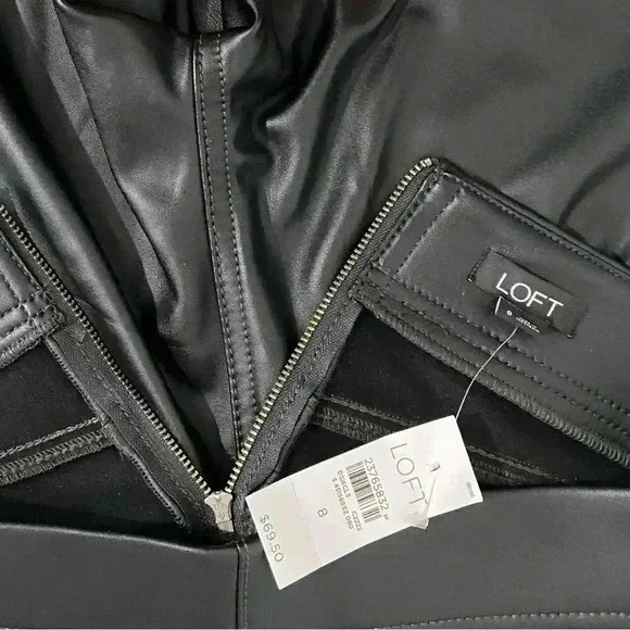 LOFT New Faux Leather Bi Stretch Leggings Black Size 8 Medium - Picture 12 of 14